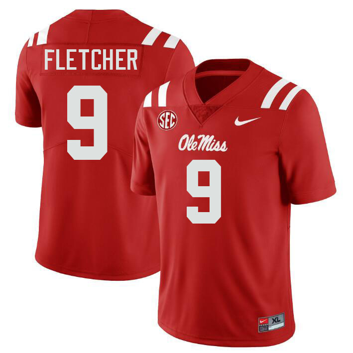 Ole Miss Rebels #9 Ricky Fletcher College Football Jerseys Stitched-Red
